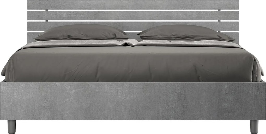 Łóżko wyposażone w stelaż z listwami z pojemnikiem 160x200 Prosty zagłówek z listwami Cementu Ankel