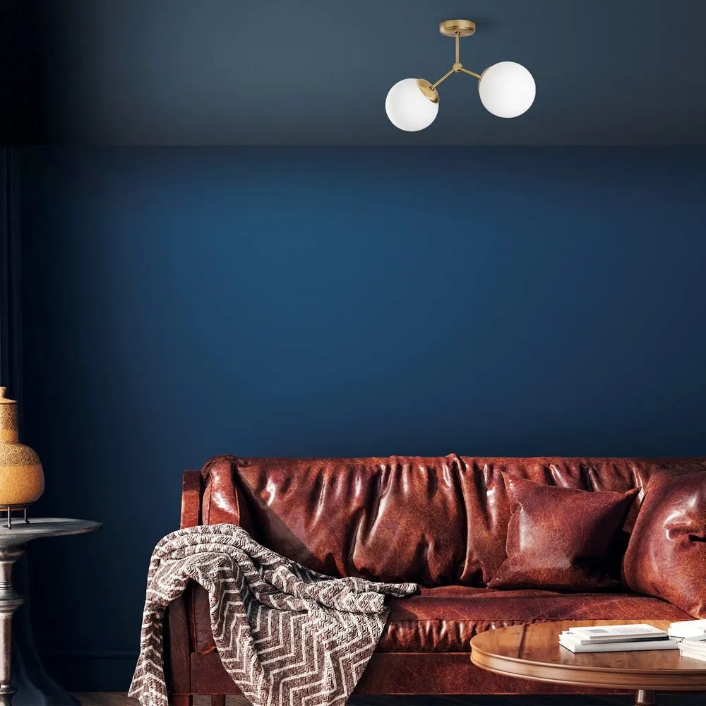 Biała/w kolorze mosiądzu lampa sufitowa ze szklanym kloszem 15x44 cm Damar – Opviq lights