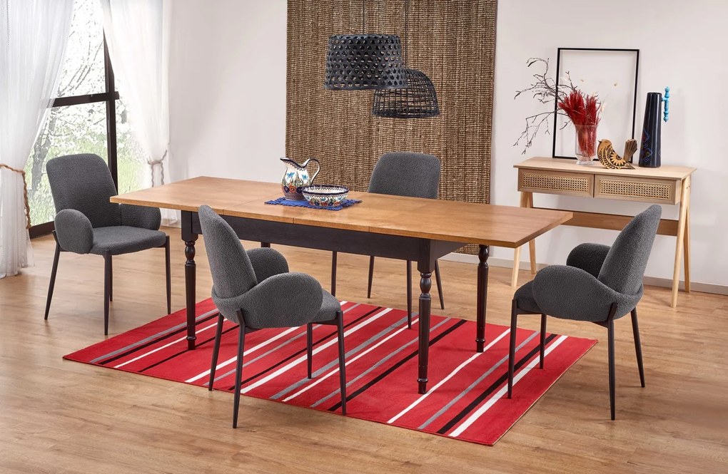 Krzesło do jadalni z podłokietnikami w tkaninie bouclé K477