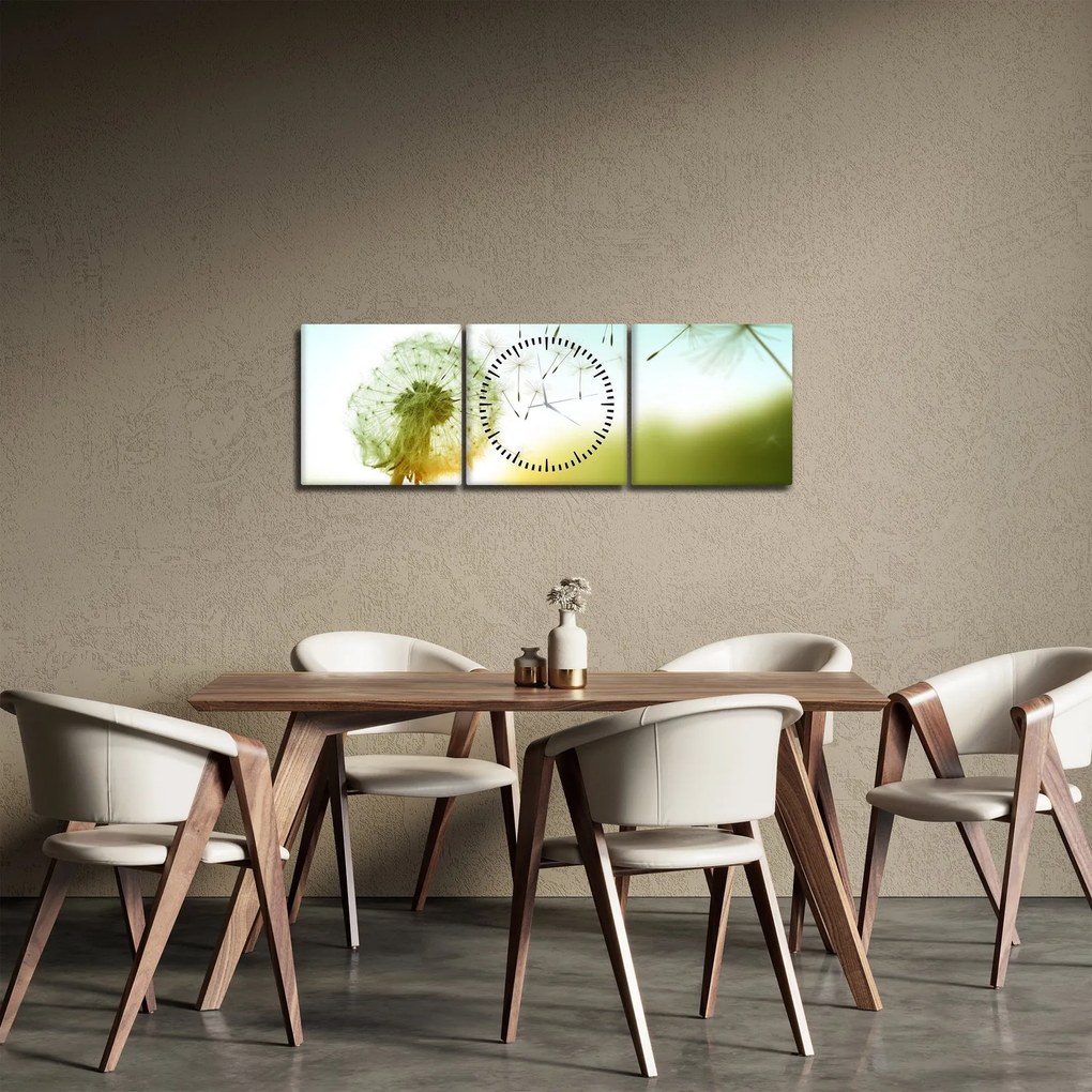 Obraz - Dmuchawiec na wietrze (z zegarem) (90x30 cm)