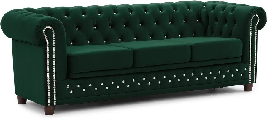 Zielona aksamitna rozkładana sofa 203 cm York Blik – Ropez