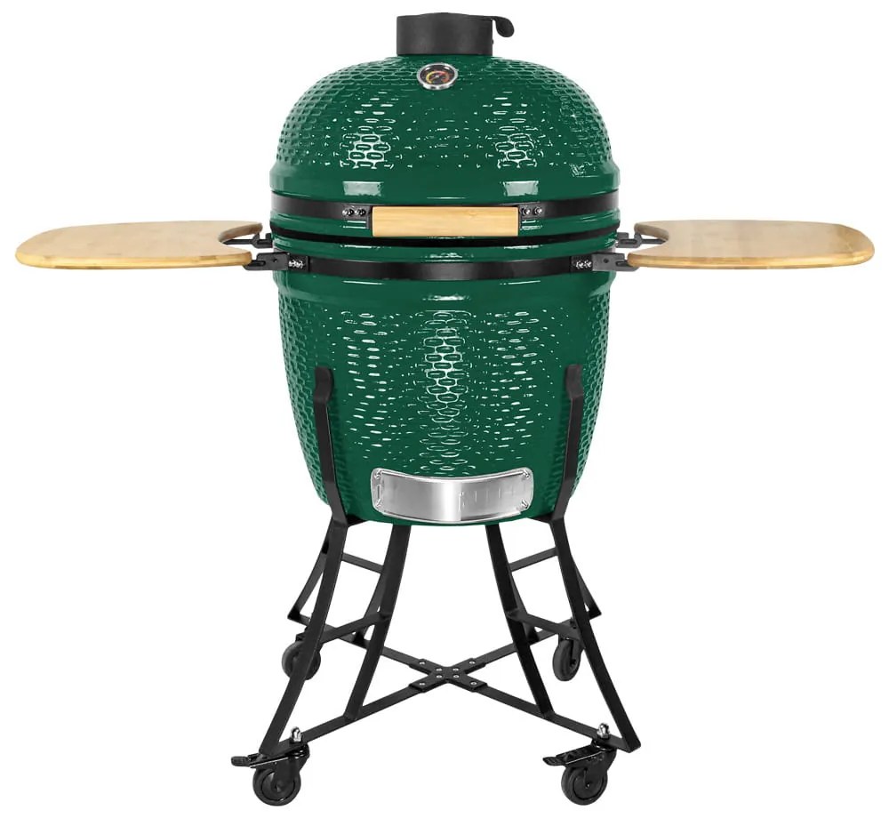 GRILL CERAMICZNY WĘGLOWY 21" Z POKRYWĄ I PÓŁKAMI BOCZNYMI