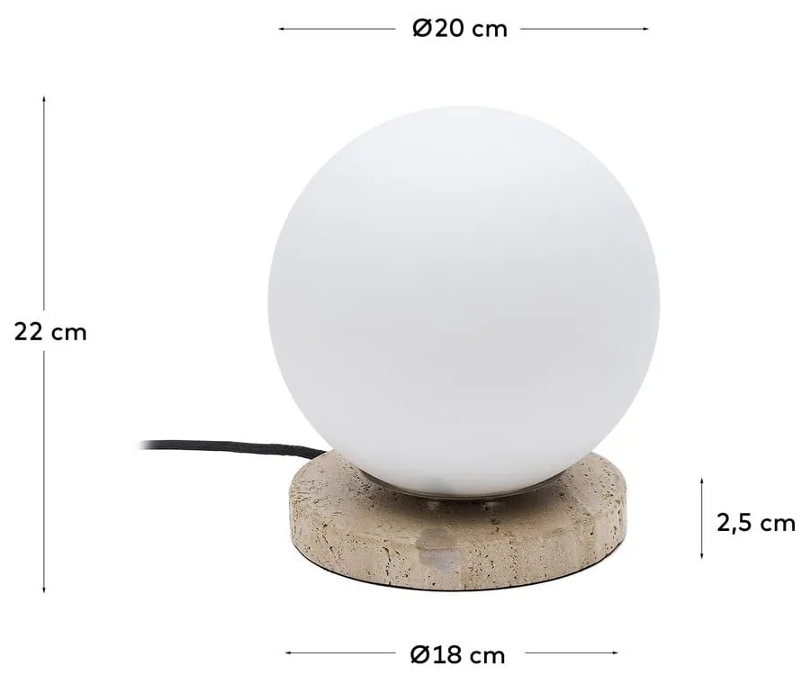 Biała lampa stołowa ze szklanym kloszem (wys. 22 cm) Malachi – Kave Home