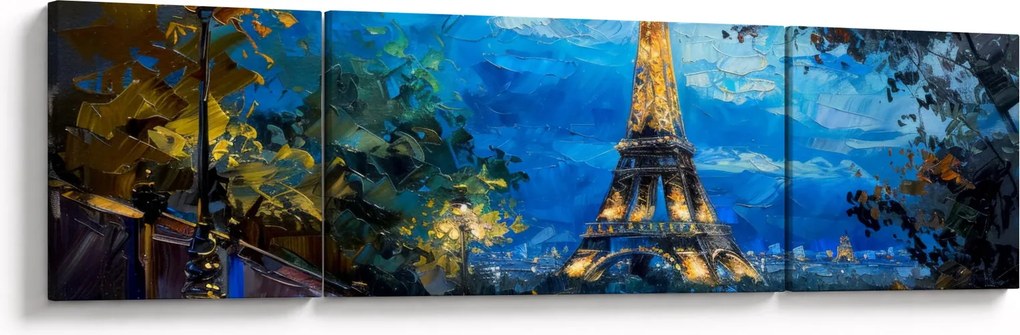 Obraz - Obraz olejny przedstawiający wieżę Eiffla (170x50 cm)