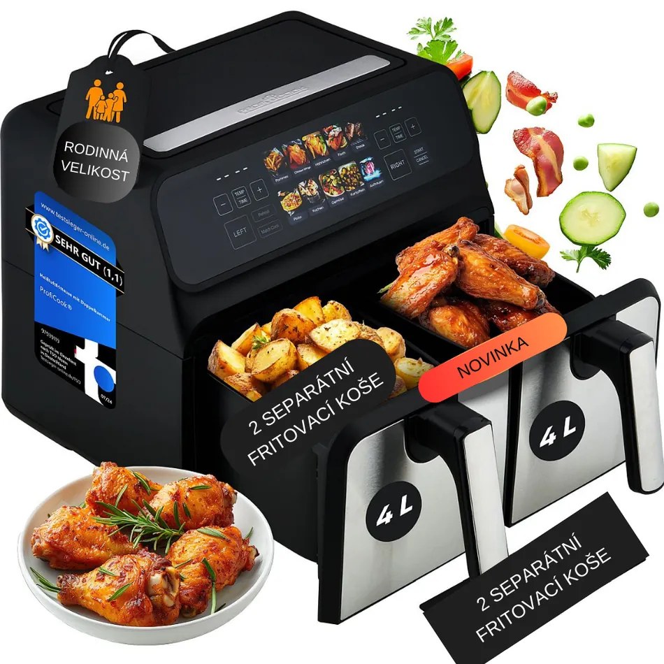 ProfiCook FR 1287 H podwójna frytkownicakonwekcyjna, 8 l