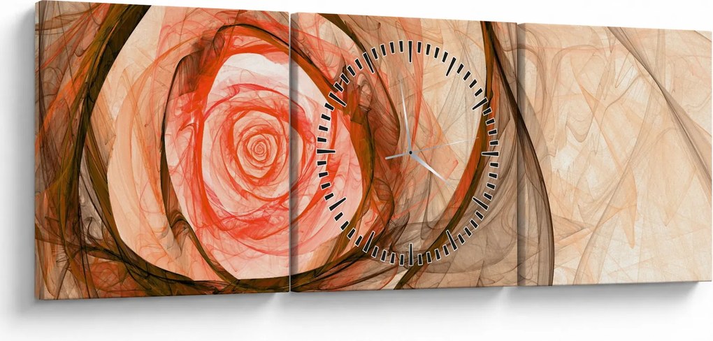 Obraz - Abstrakcyjny róż z białym tłem (z zegarem) (90x30 cm)