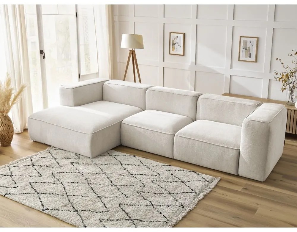 Biały narożnik z materiału bouclé (lewostronny) Zephyr – Bobochic Paris