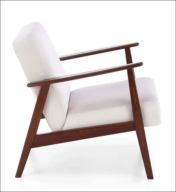 Tapicerowany jasnobeżowy fotel lisek prl W7-L47