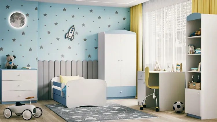 Łóżko chłopięce z materacem Rostok 2X mix 80x180 - niebieskie