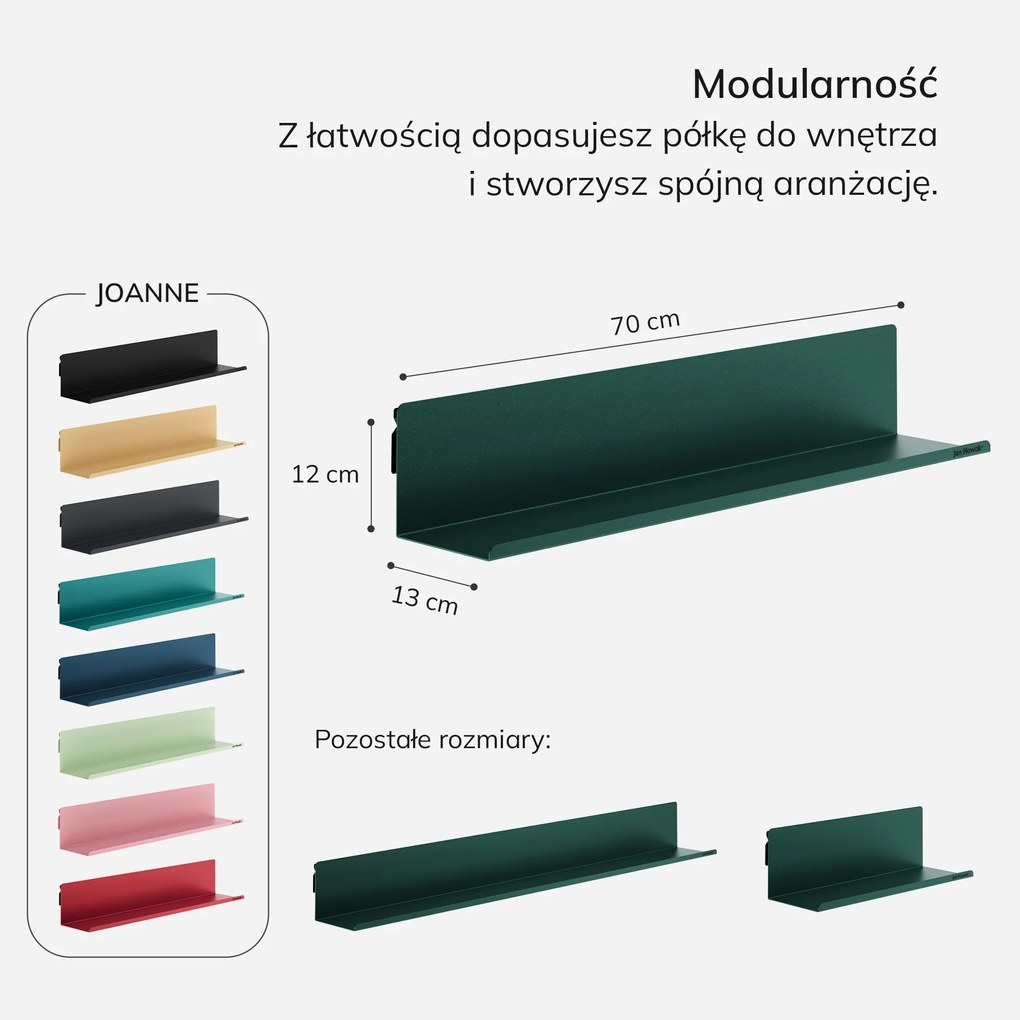 Półka wisząca metalowa butelkowa zieleń, 700 mm: JOANNE Modern