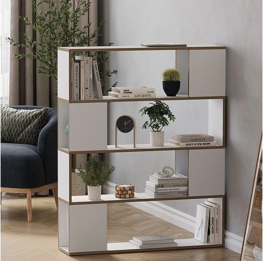 Rozdzielacz pokoju biały/dąb 100x24x124.5 eneos