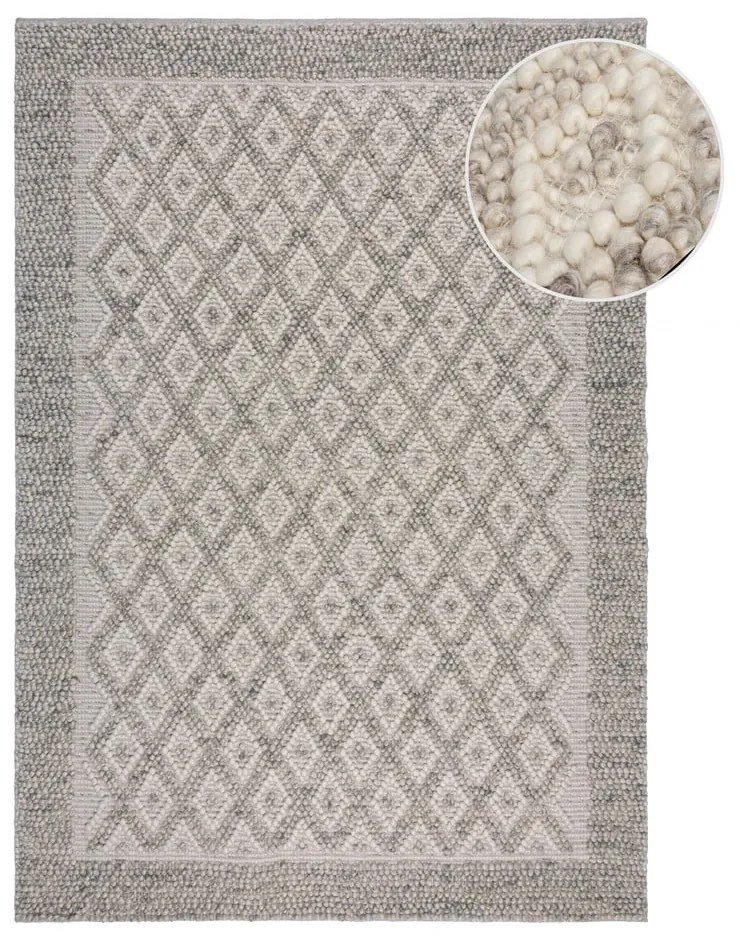 Szary dywan z mieszanki wełny tkany ręcznie 160x230 cm Minerals Diamond – Flair Rugs