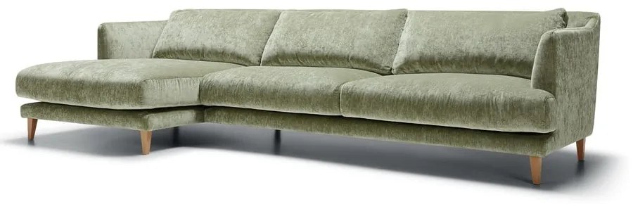 Jasnozielony aksamitny narożnik (lewostronny) Vera – Sits