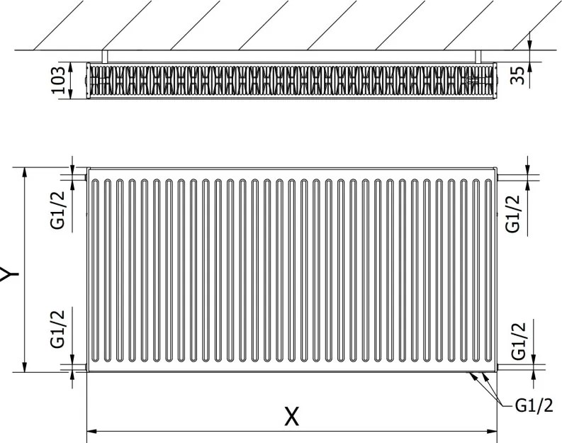 Mexen CV22 grzejnik płytowy 900 x 600 mm, podłączenie dolne, 1371 W, biały - W622-090-060-00