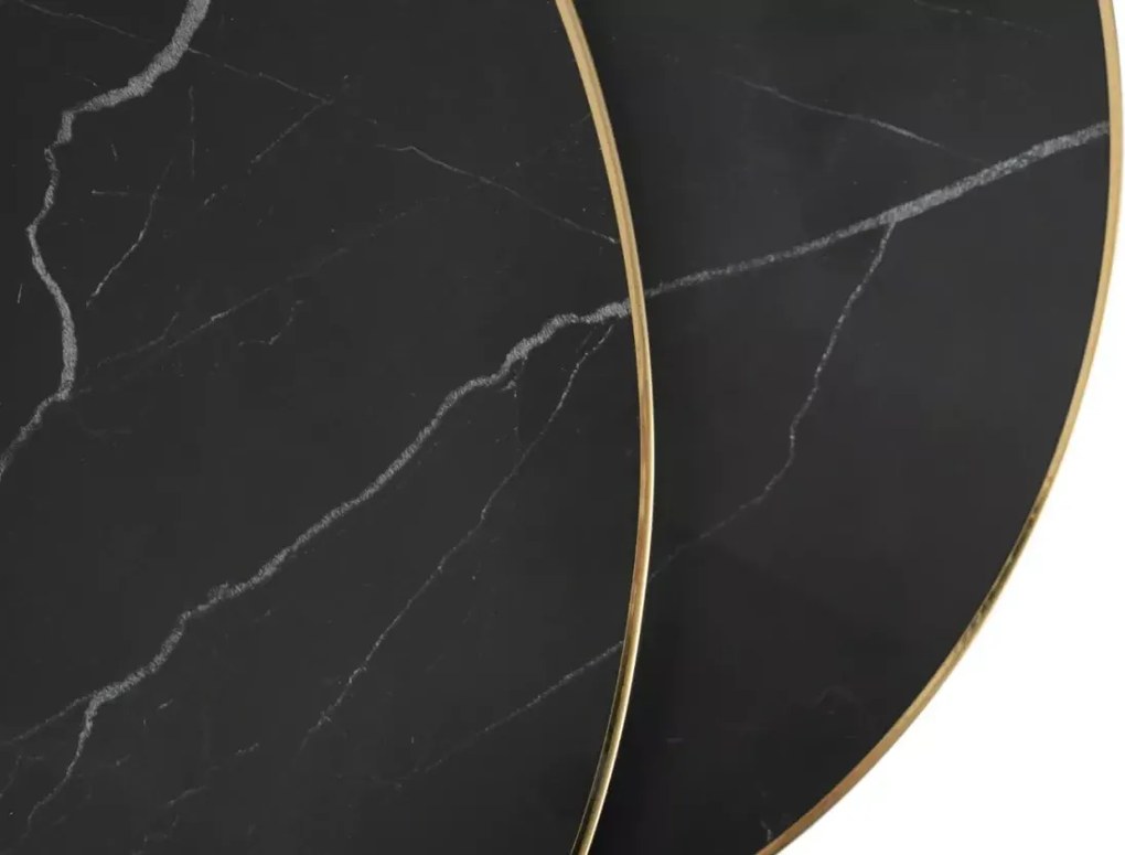 Zestaw stolików kawowych Kiegi marmur / złoty – nowoczesny design, elegancki
