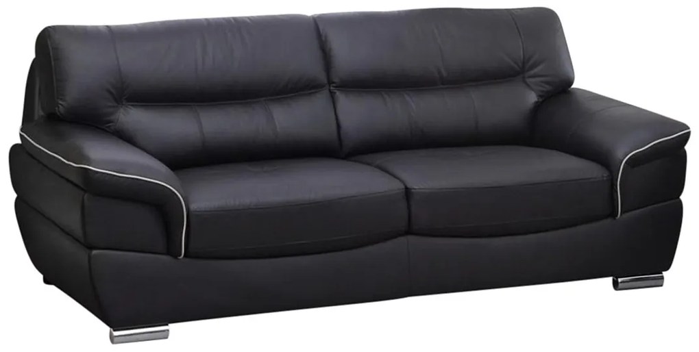 Komplet wypoczynkowy 3+2 ze skóry THIBAULT - Czarny