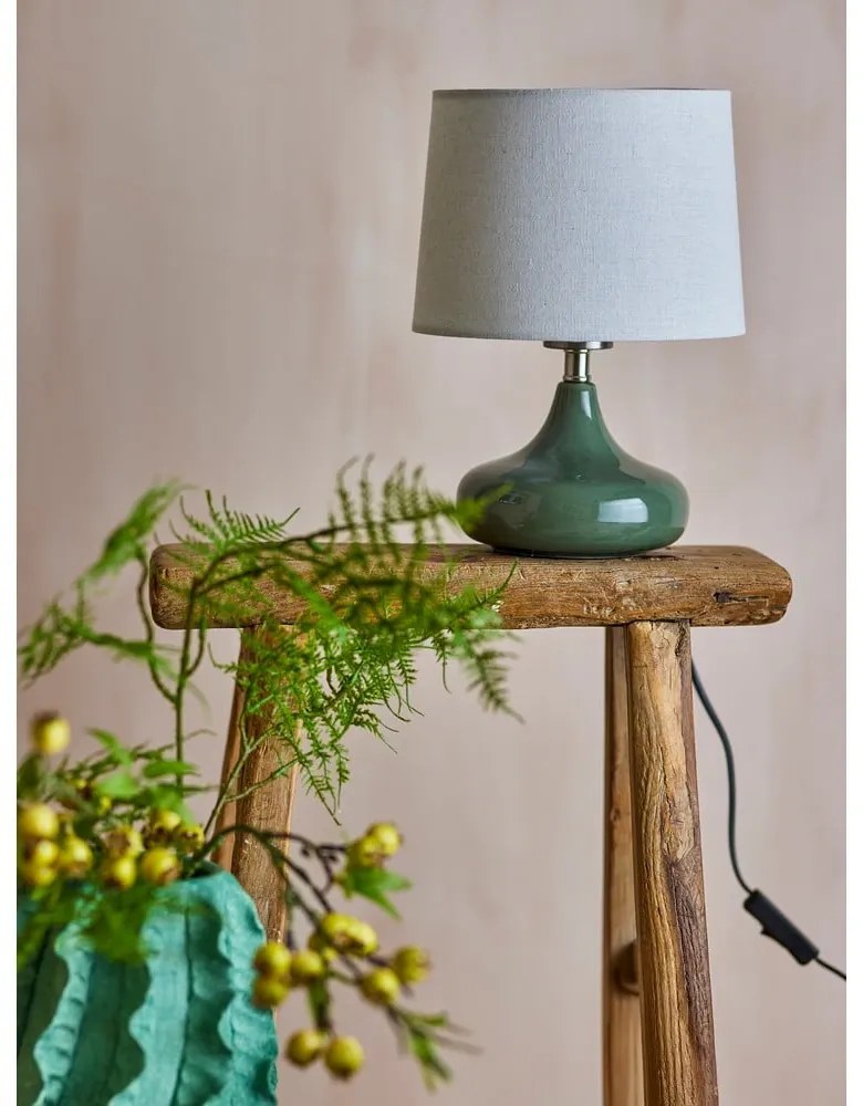 Ciemnozielona lampa stołowa z tekstylnym kloszem (wysokość 28 cm) Loa – Bloomingville
