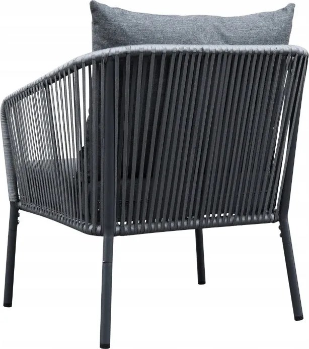 Zestaw mebli ogrodowych antracyt aluminiowa sofa 2 fotele stolik sznurowany