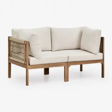 Sofa Modułowy Ogrodowy 2-częściowy Z Podłokietnikami Z Drewna Akacjowego Branson Biały Gardenia – Brązowy Akacja - Sklum