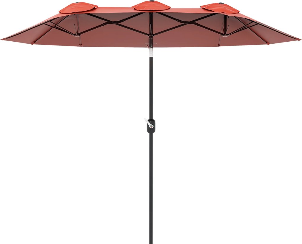 Outsunny Parasol przeciwsłoneczny, parasol ogrodowy, nachylany, z korbą ręczną, otwory wentylacyjne, poliester + stal, czerwone wino, 295 x 152 cm | Aosom PL