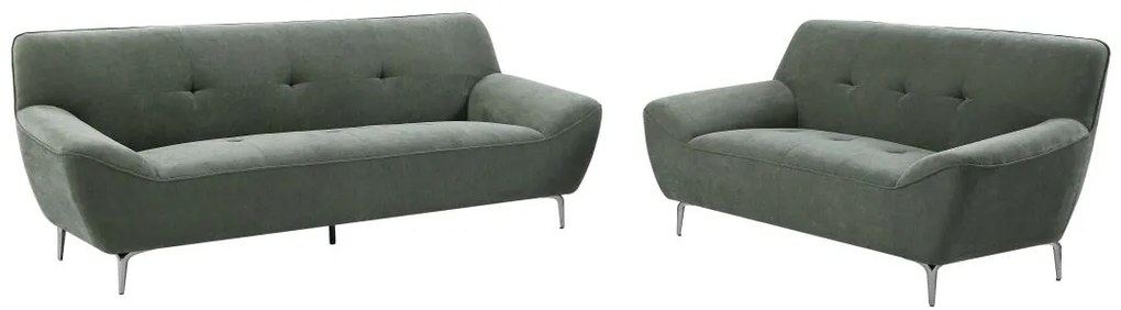Kanapy 3-osobowa i 2-osobowa z zieloną tapicerką - PAVULIA