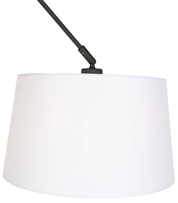 Lampa wisząca czarna z abażurem lnianym białym 35 cm - BlitzWiejski/ Rustykalny / Vintage Oswietlenie wewnetrzne