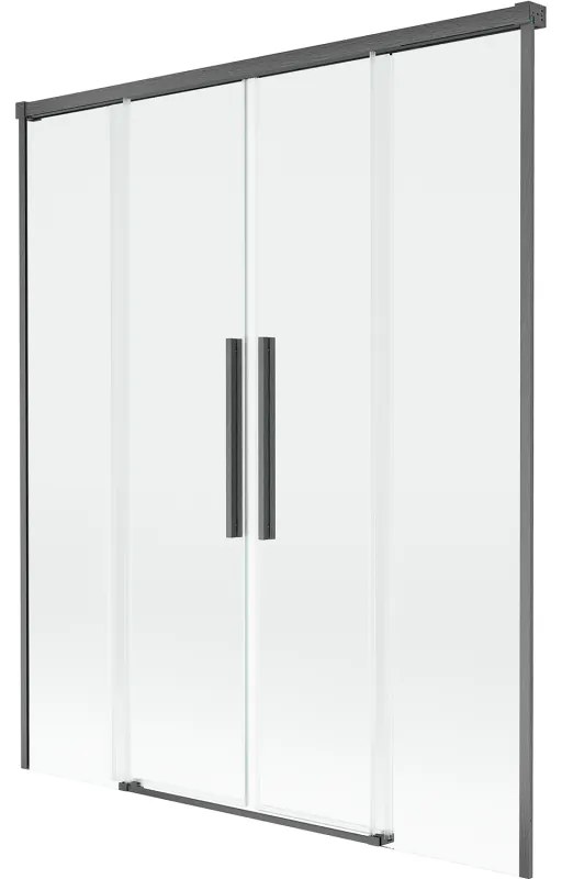 Mexen Rox parawan nawannowy 2-skrzydłowy rozsuwany 150 x 150 cm, transparent, gun gray szczotkowany - 8C9-150-002-66-00
