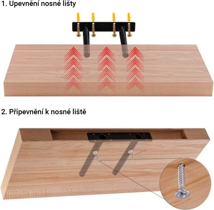 Stilista Półka ścienna, zestaw 2 szt, 70 cm, biały połysk