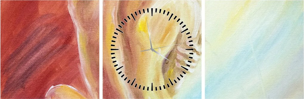 Obraz odpoczywającej kobiety, obraz olejny (z zegarem) (90x30 cm)