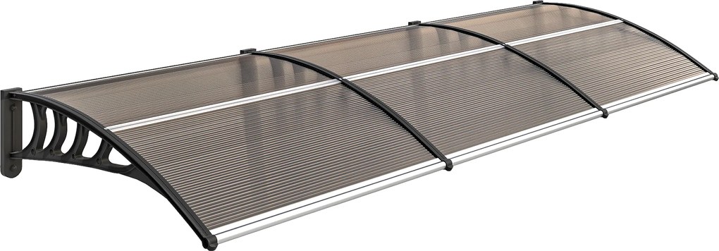 Outsunny Zadaszenie drzwiowe/okienne, odporne na warunki atmosferyczne, brązowe, aluminium/poliwęglan, 303x96x27cm, czarne