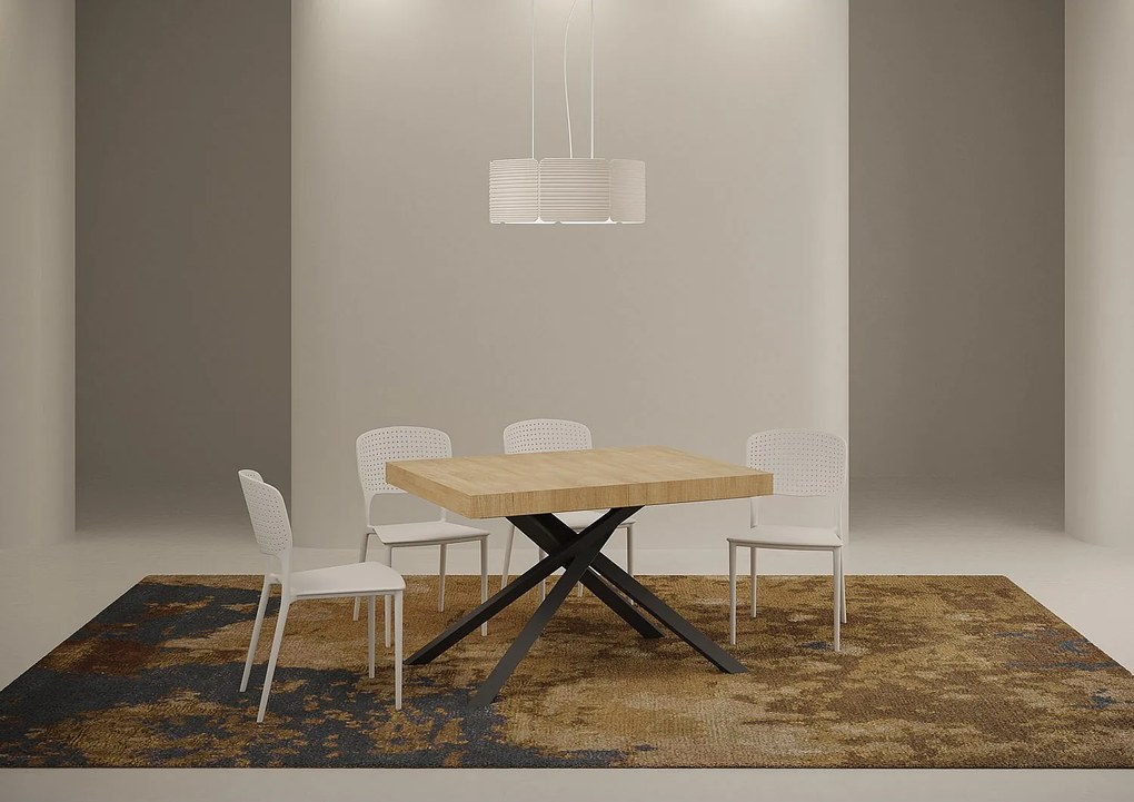 Stół rozkładany 120/224x90 cm Karida Premium dąb naturalny nogi antracytowe