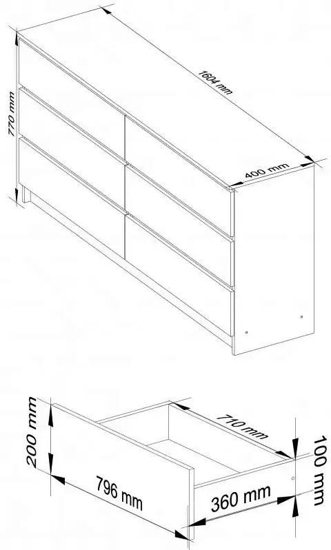 Komoda RTV z szufladami dąb artisan + biały E6-L46