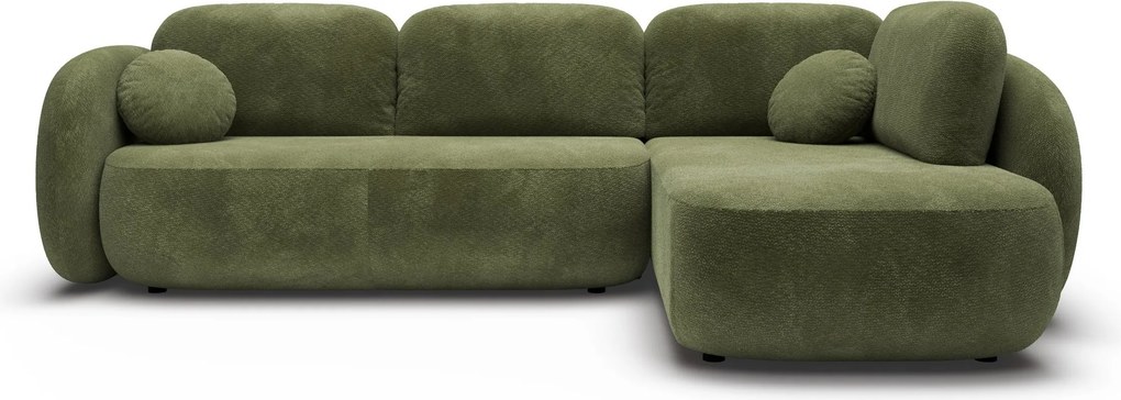 Masseno Narożnik AMICO z funkcją spania i pojemnikiem na pościel Narozniki L, Rozkładana sofa - Zielony, EGON 75
