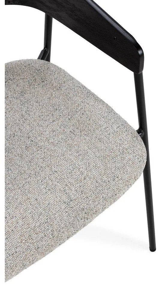 Czarne/beżowe tapicerowane fotele jadalniane zestaw z podłokietnikami 2 szt. Cora – MOME