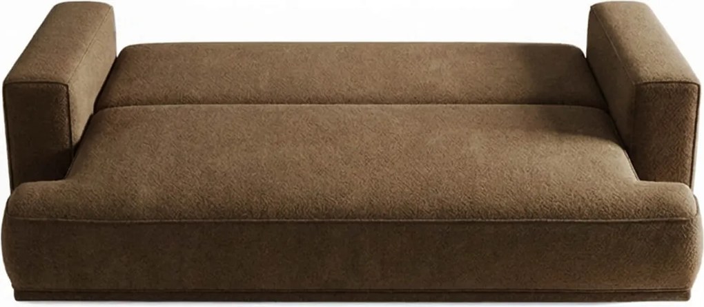 Sofa z Funkcją Spania CAMELIA Brązowa Boucle Nowoczesna