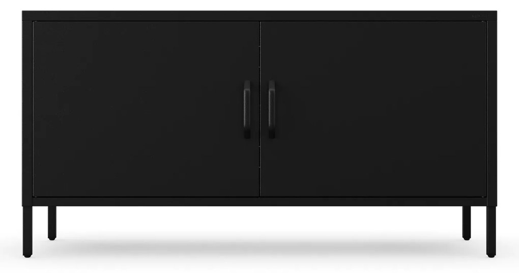 Szafka RTV metalowa na nóżkach czarna, 1150x595x400 mm: ROSA Modern