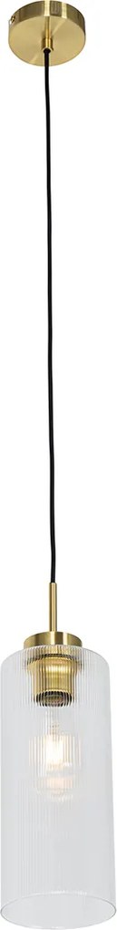 Lampa wisząca w stylu art deco złota ze szkłem - Laura