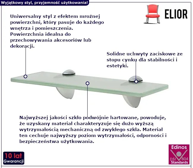 Mleczna podwieszana półka szklana 30x10 - Imker