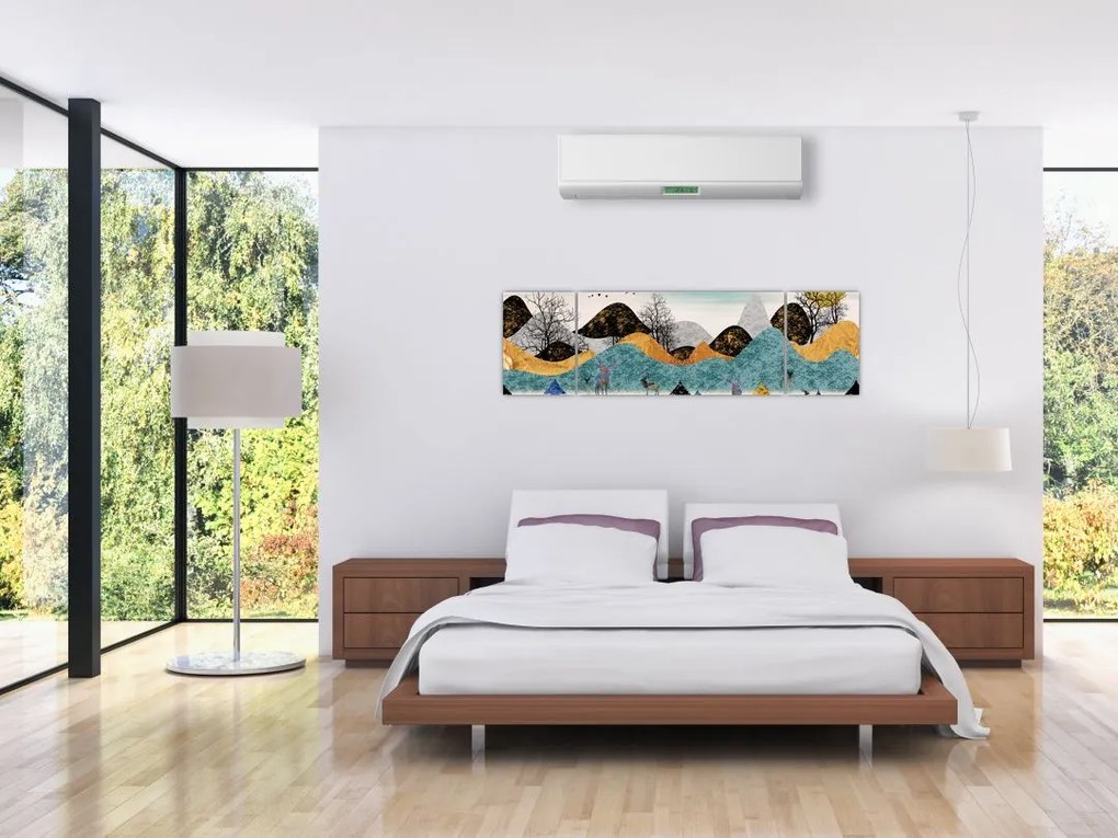 Obraz graficzny z jeleniem (170x50 cm)