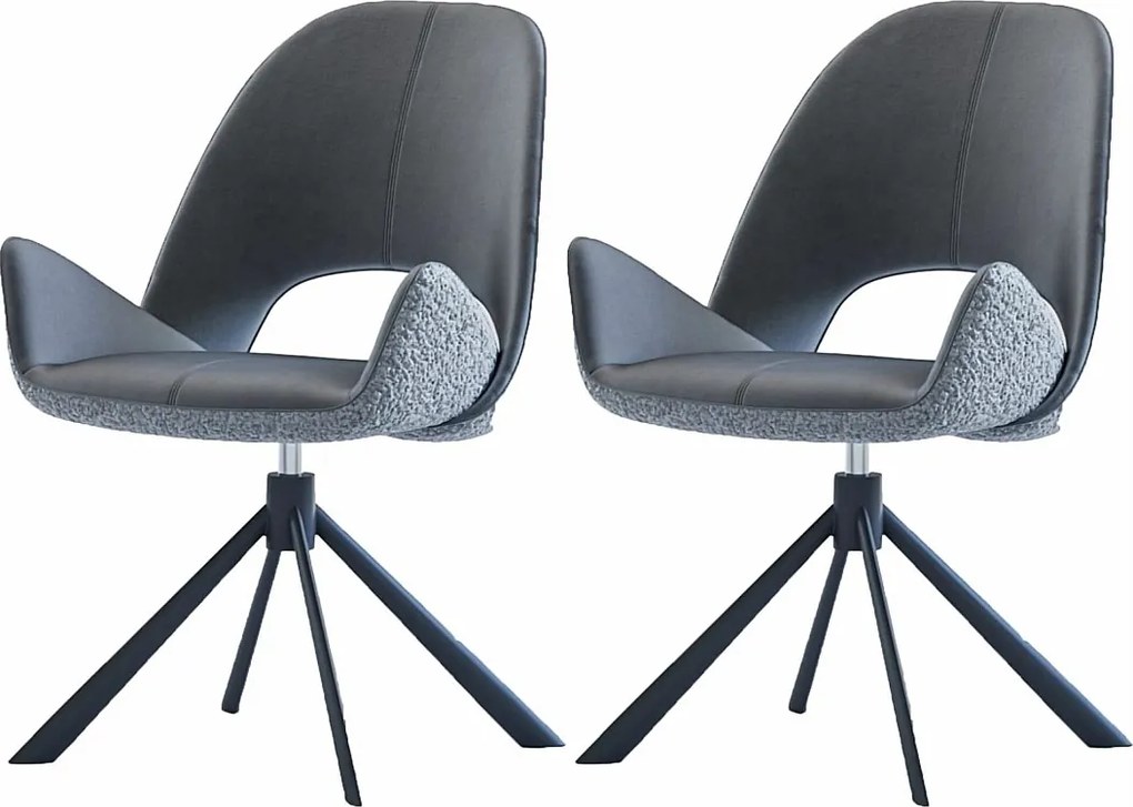 Krzesła do jadalni zestaw 2 szt. - materiał i metal - szary - RENITA