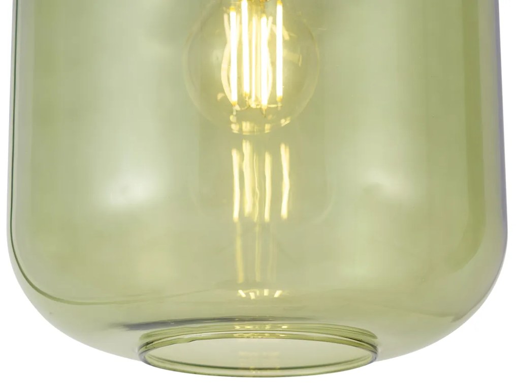Hotelowa lampa wisząca Chic czarna ze złotem i zielonym szkłem 3-źródła światła - ZuzannaElegancki hotelowy Oswietlenie wewnetrzne