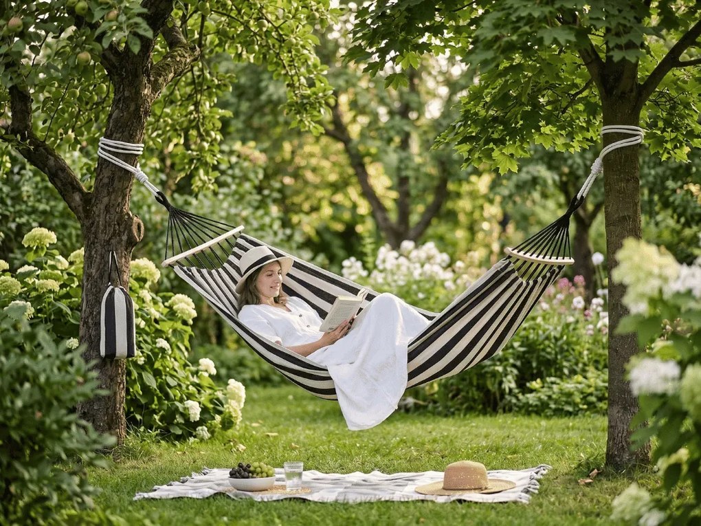 Hamak ZENVIO COMFORT 200x80 cm, szaro-biały + torba gratis