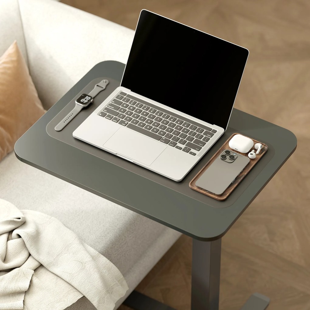 HOMCOM Biurko stojące Regulowane wysokościowo inkl. 4 kółka C-kształt 65 cm x 48 cm x 70-110 cm Czarny