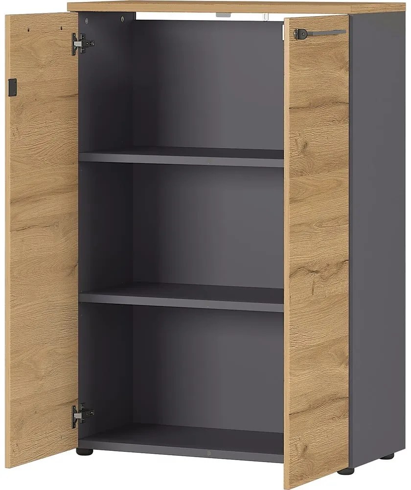 Antracytowa szafka w dekorze dębu 80x120 cm Agenda – Germania