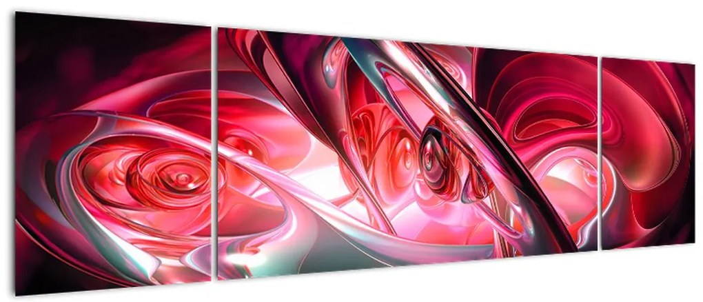 Obraz czerwonych fraktali (170x50 cm)