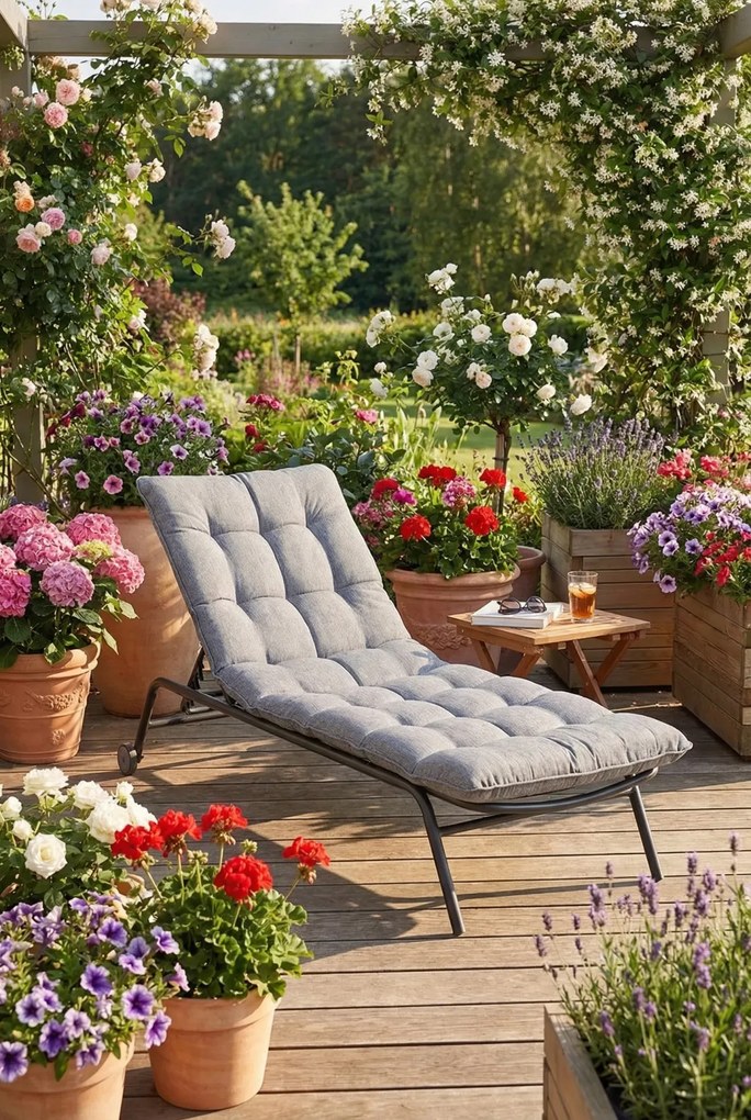 Szary nowoczesny leżak na taras R6-K12