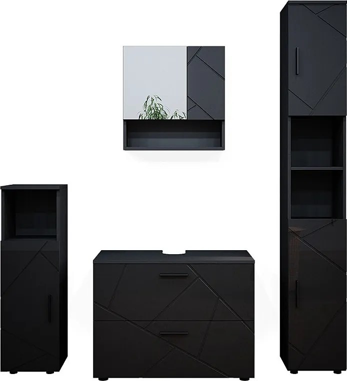 Zestaw mebli łazienkowych antracyt wysoki połysk 80x41x58 irma