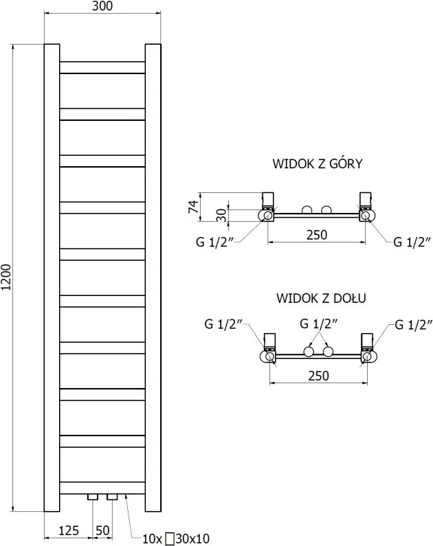 Mexen Bolt grzejnik łazienkowy 1200 x 300 mm, 240 W, biały - W126-1200-300-00-20