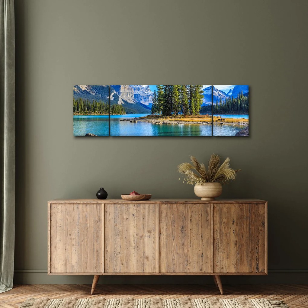 Obraz - Krajobraz górski z rzeką (170x50 cm)