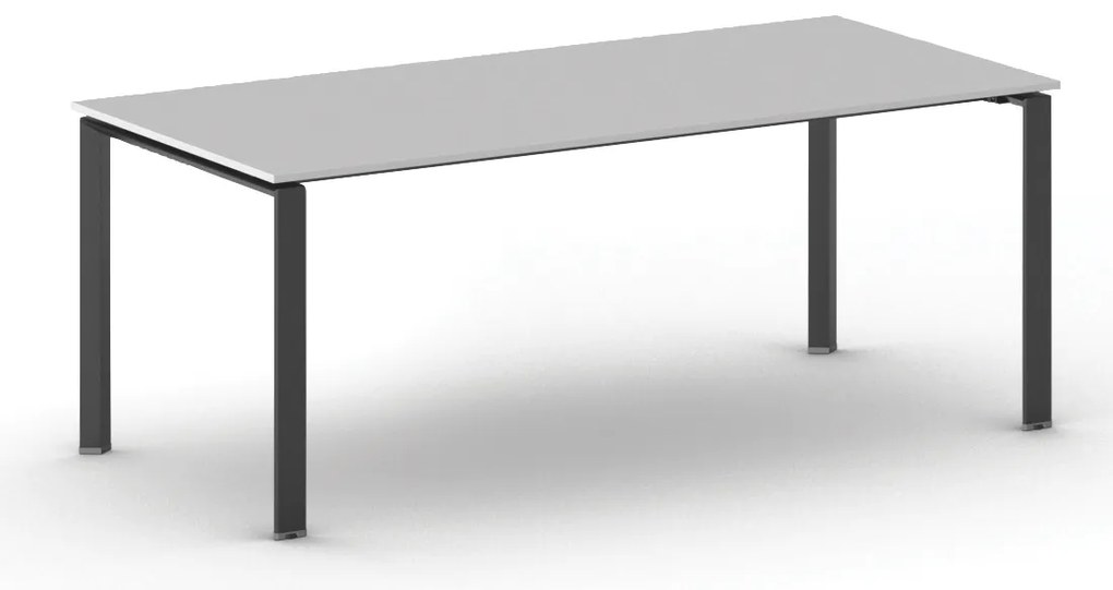 Stół konferencyjny do biura PRIMO INFINITY, 200x90 cm, czarna podstawa, szary
